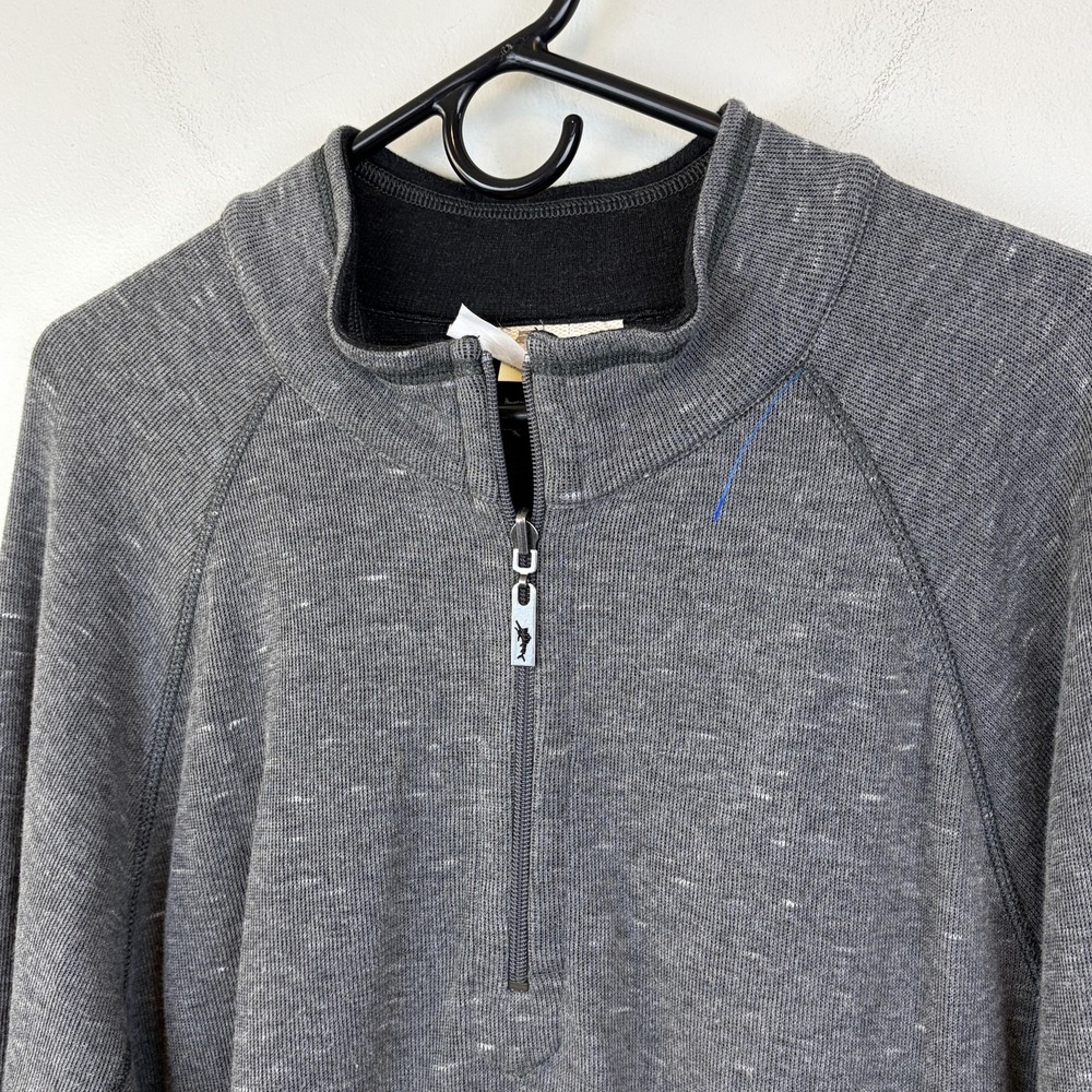 Tommy Bahama Sweater Mens‎ Large Gray Quarter Zip Mock Neck Pullover Reversible